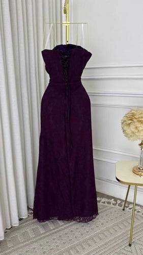 فستان سهرة عنابي درابيه شيفون جورجيت – Burgundy Ge...