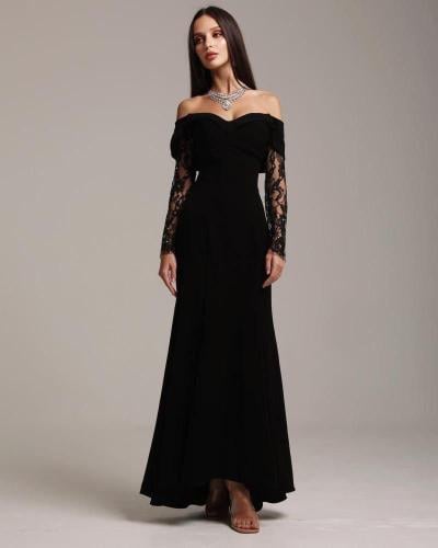 فستان لخامة /لكرا استرتش+ دانتيل