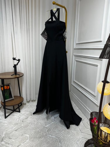 فستان لخامه : تفته استرتش دبل كلوش تطريز يدوي كرست...