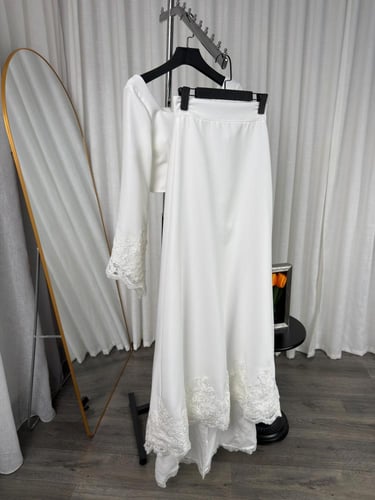 فستان سهرة صبا اوف وايت دانتيل فاخر | فساتين هلو ن...