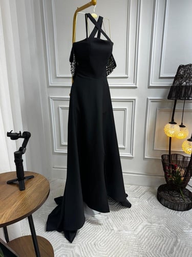 فستان لخامه : تفته استرتش دبل كلوش تطريز يدوي كرست...