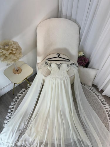 فستان الخامه /:جورجيت -هدب تطريز يدوي-كرستال