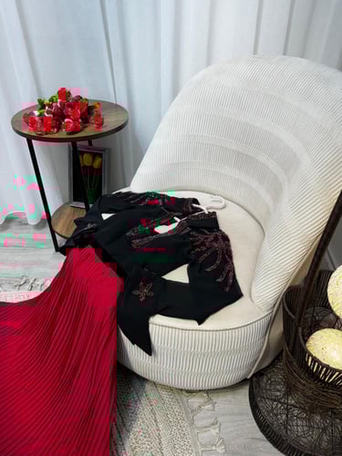 فستان العيد من الخامه / جورجيت شيفون طباعه + بليسي...