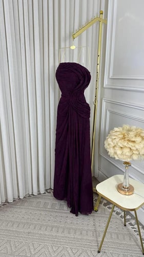 فستان سهرة عنابي درابيه شيفون جورجيت – Burgundy Ge...