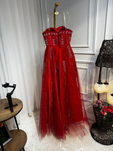 فستان الخامه: تل دبل قماش+ مبطن تفته استرتش+ تطريز...