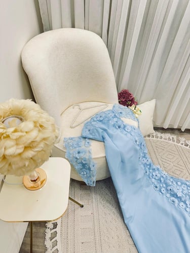 فستان الخامه /:باربي -تطريز ورد -دبل كلوش.