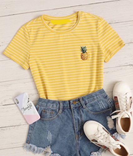 تي شيرت مخطط اصفر