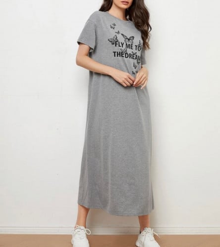 روب رمادي بطباعة زهر