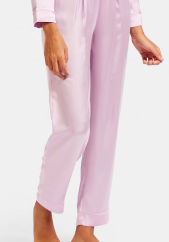 طقم بجاما سادة بأكمام طويلة