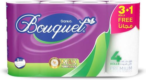سانيتا بوكيه ورق نشاف 3 طبقات – عبوة (3+1 رول مجان...