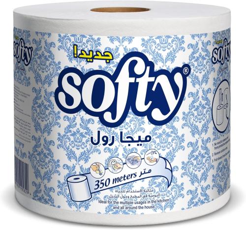 رول مناديل مطبخ سوفتي ميجا – 350 متر امتصاص فائق و...