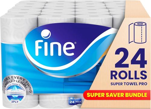 فاين سوبر تاول برو 24 بكرة – مناديل مطبخ 3 طبقات،...