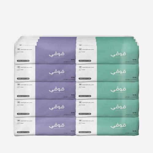 قوفي مناديل وجه ناعمة 3 طبقات – 100 سحبة × 50 عبوة...