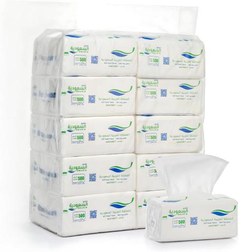 مناديل السعودية 10 عبوات × 500 منديل – قوة الامتصا...