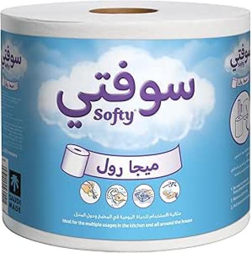 سوفتي مناديل ميجا رول – لفة واحدة بطول 300 متر لتن...