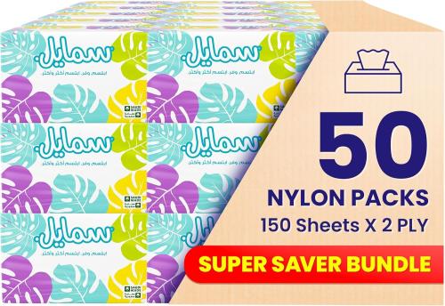 فاين سمايل مناديل وجه ناعمة بطبقتين – 150 منديل ×...