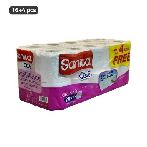 ورق حمام سانيتا كلوب - 16+4 رول مجانًا - نعومة فائ...