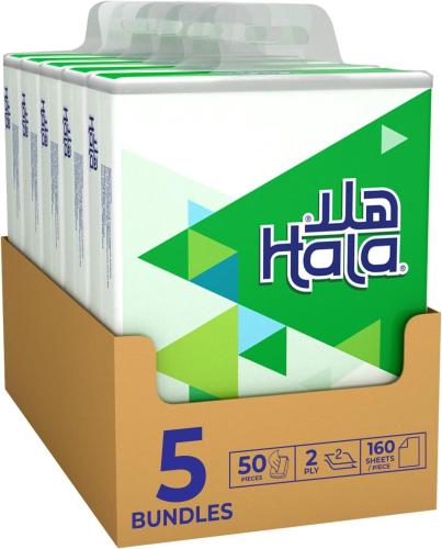 مناديل وجه هلا 50 عبوة × 160 منديل – ناعمة ومعقمة...
