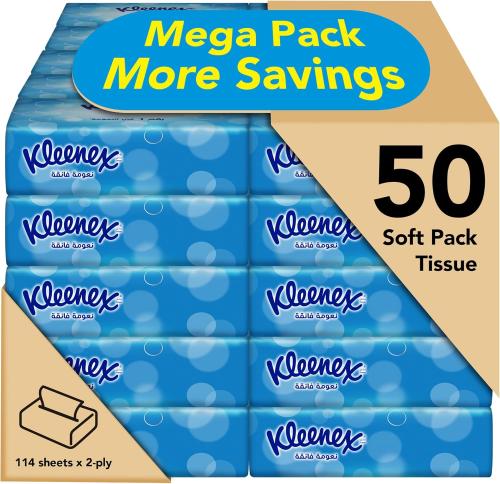 مناديل وجه كلينكس – 50 عبوة × 114 ورقة | نعومة فائ...