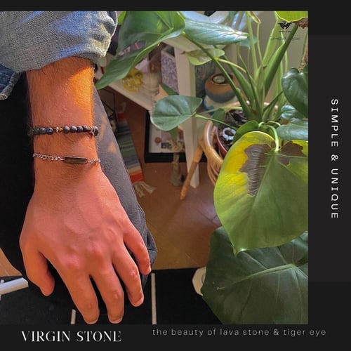 أسوارة من حجر اللاڤا و خرز حجر عين النمر