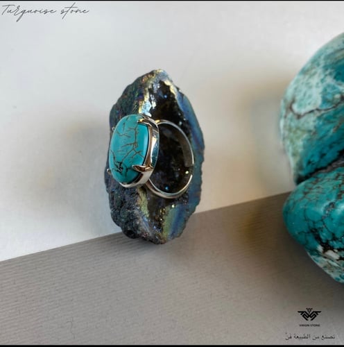 خاتم فضه من حجر الفيروز