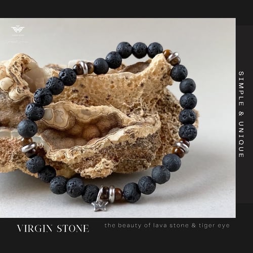 أسوارة من حجر اللاڤا و خرز حجر عين النمر