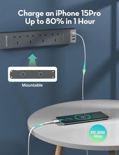 توصيلة راف باور 4 منافذ طاقة ومنفذين USB-A ومنفذ U...