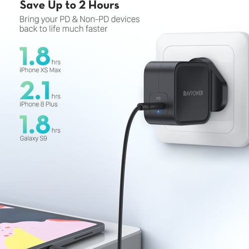 راف باور فيش جداري بقوة 61 واط بتقنية بي دي – اسود...