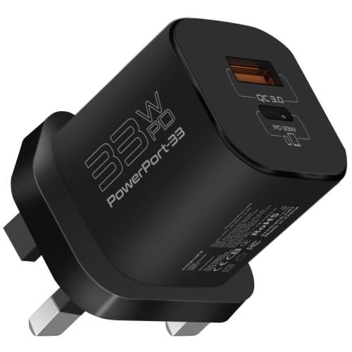 PROMATEأس الشاحن الجداري PowerPort-33 صغير الحجم،...