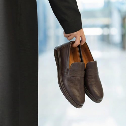 حذاء (DAILY) Comfort جلد بقر طبيعي باللون البني