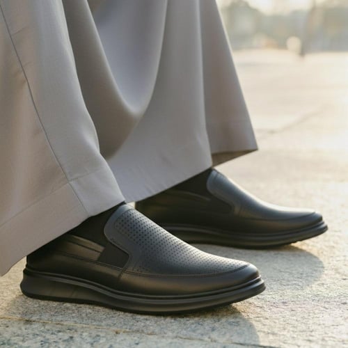 حذاء (DAILY) Comfort جلد بقر طبيعي باللون الأسود