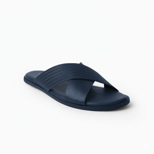 حذاء خليجي عملي بجلد فاخر باللون الكحلي