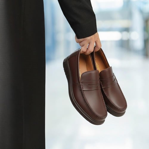 حذاء (DAILY) Comfort جلد بقر طبيعي باللون البني