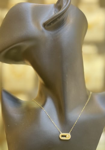 عقد ذهب موديل عالمي مستطيل