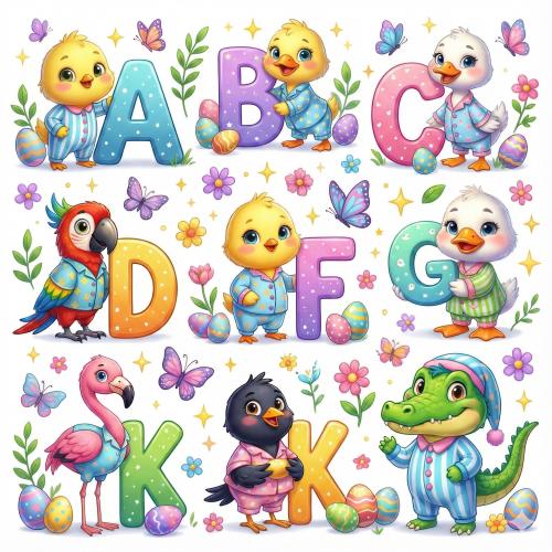 Acrylic letter and number figures in pajamas style
