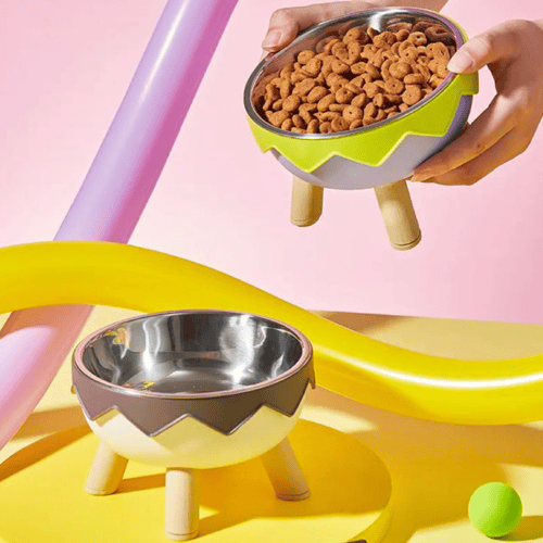 صحن طعام ستاليس بقاعدة مرتفعة بتصميم انيق