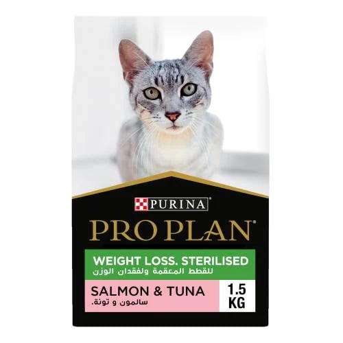 Pro Plan Purina Healthy Dry Food for Spayed and Neutered Cats, Weight Control, Tuna and Salmon, 1.5 kg