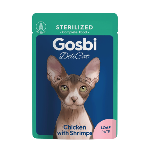 Gosbiاكل رطب للقطط المعقمة بالدجاج والربيان 70جرام