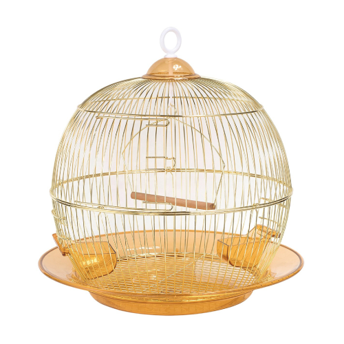 قفص دائري ذهبي للطيور