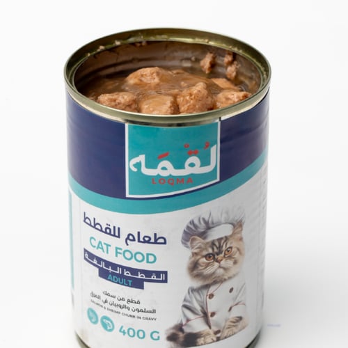 لقمة طعام رطب للقطط بالسالمون والربيان في المرق 40...