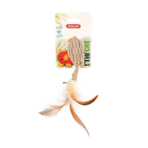 زولكس لعبة كرتون على شكل بيضاوي مع ريشة للقطط