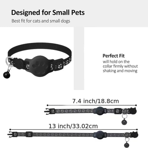 طوق تتبع القطط بتصميم عاكس وجرس، متوافق مع أجهزة i...