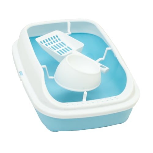 ليتر بوكس للقطط الصغيرة مع صحن طعام ومجرفة(39×27×8...