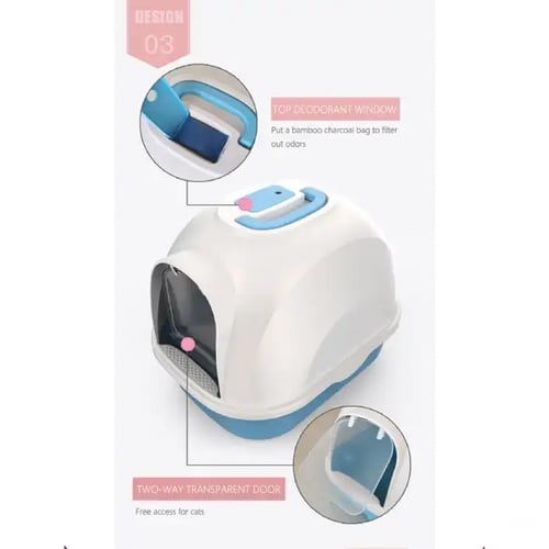 ليتر بوكس مغلق حجم كبير مع مجرفة وفلتر ماص للروائح...