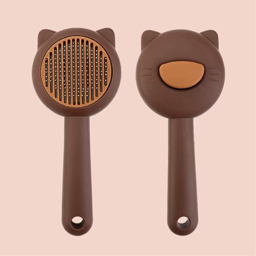 مشط بكبسة تنظيف ذاتي للقطط والكلاب