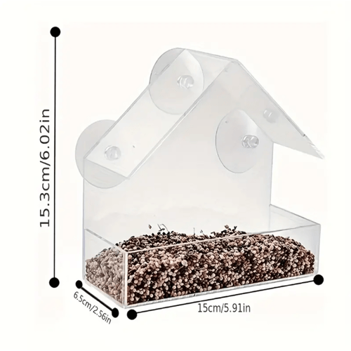 حامل بذور معلق على النافذة على شكل كوخ