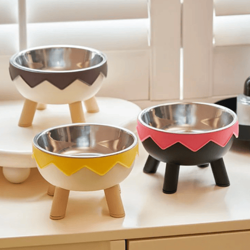 صحن طعام ستاليس بقاعدة مرتفعة بتصميم انيق