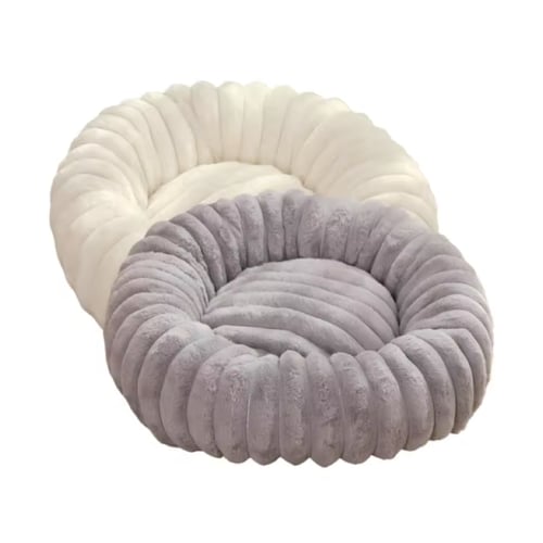 سرير دائري رصاصي كبير من الفرو الناعم مقاس (60*60)