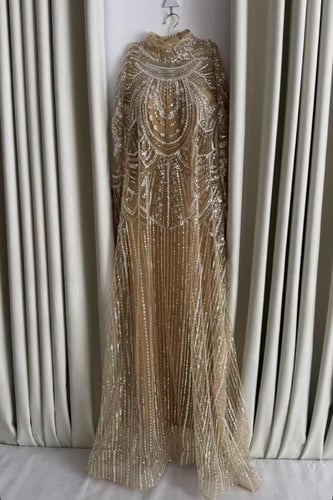 فستان سهره تل المزين بالتطريز الفخم وفستان داخلي ك...