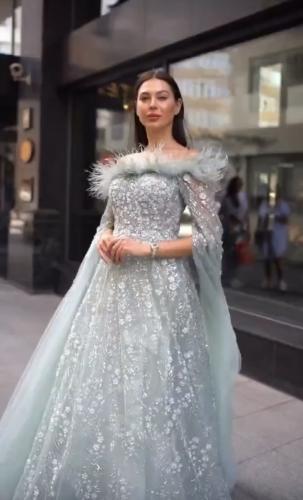 فستان سهره شك تل ثلاث طبقات